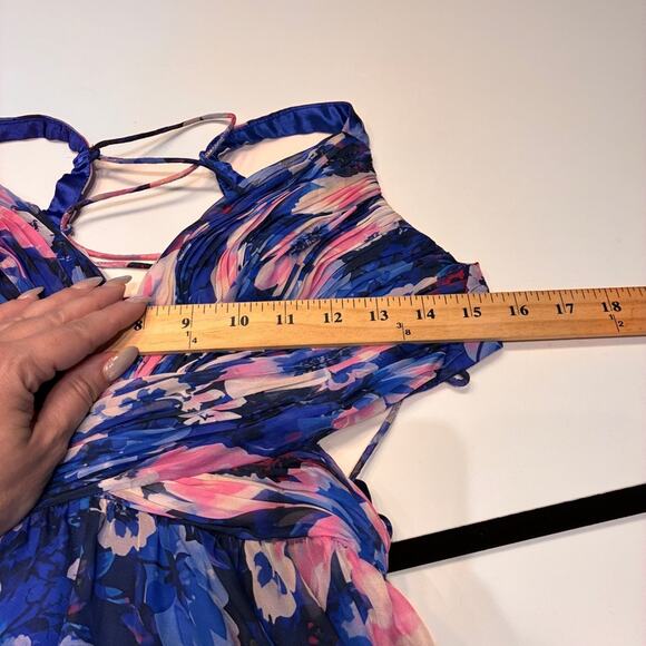 Mac Duggal Blue Floral Cutout Gown Sz 0 MSRP $598 - Picture 7 of 9